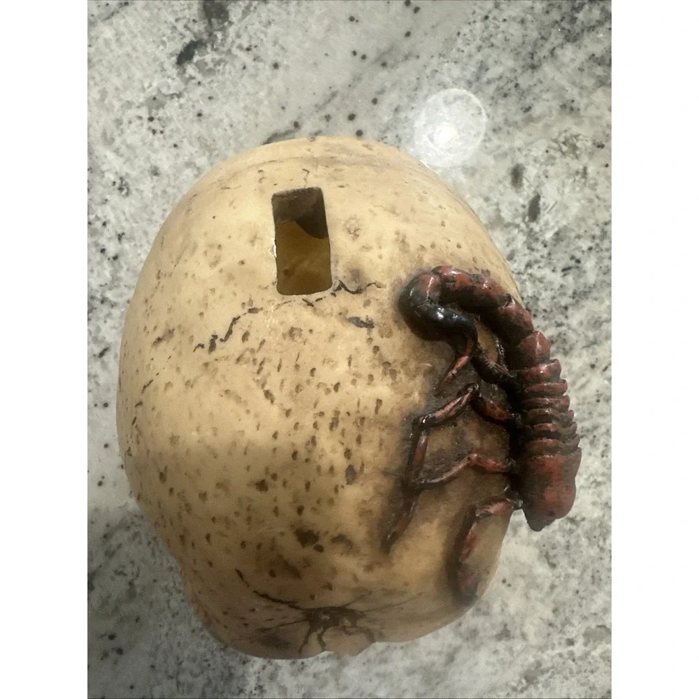 Vampire Skull Halloween‎ Scorpion Hole In Forehead Scary Prop Resin Piggy Bank